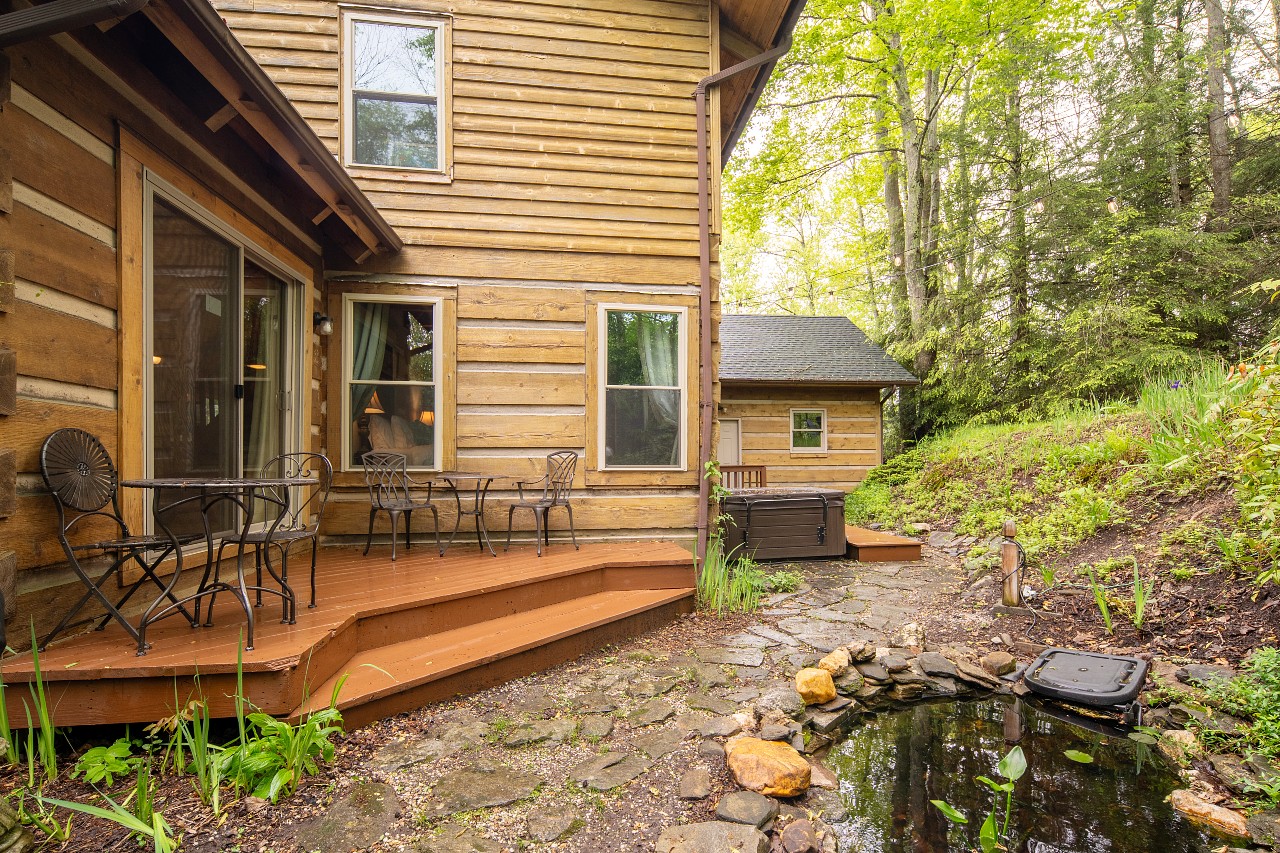 Deck in backyard