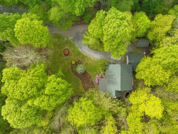 Drone view of a cabin