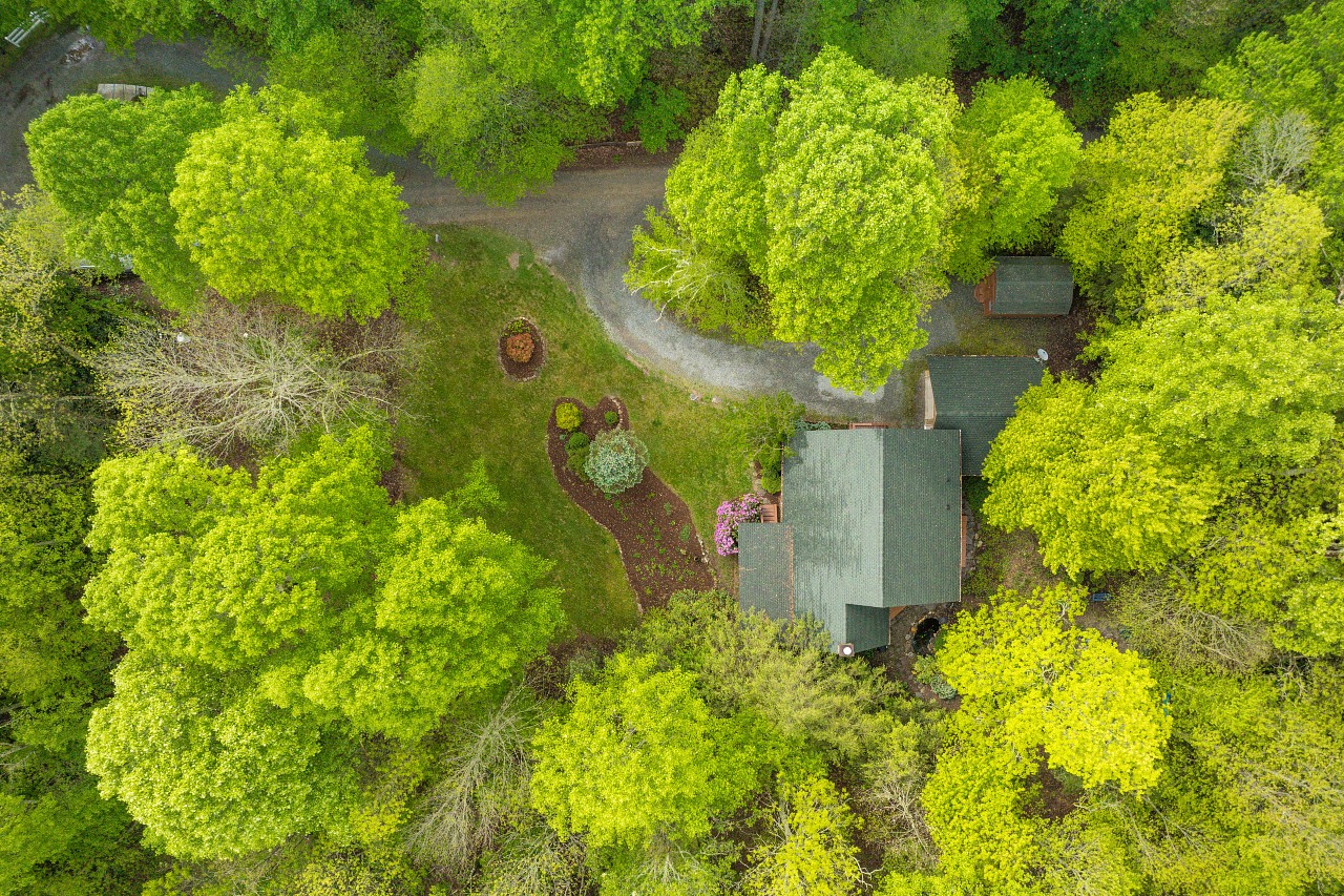 Drone view of a cabin