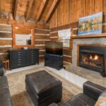 Fireplace Living Room Log Cabin Tanglewood Kradel's Kabins